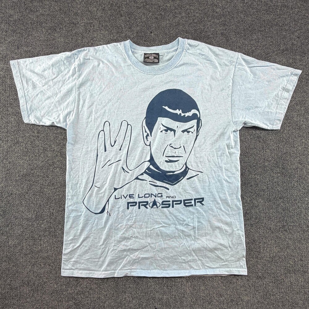 Vtg Star Trek Spock Live Long & Prosper Shirt Mens Large Blue Steve & Barry's